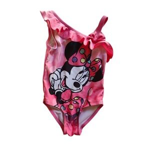 ✅4/25$✅ Disney‎ 3T Minnie mouse swimsuit one piece swim pink girly bow strap